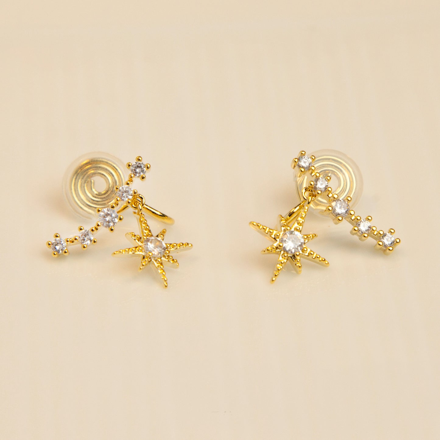 Clip On Crystal Star Climber Stud Earrings