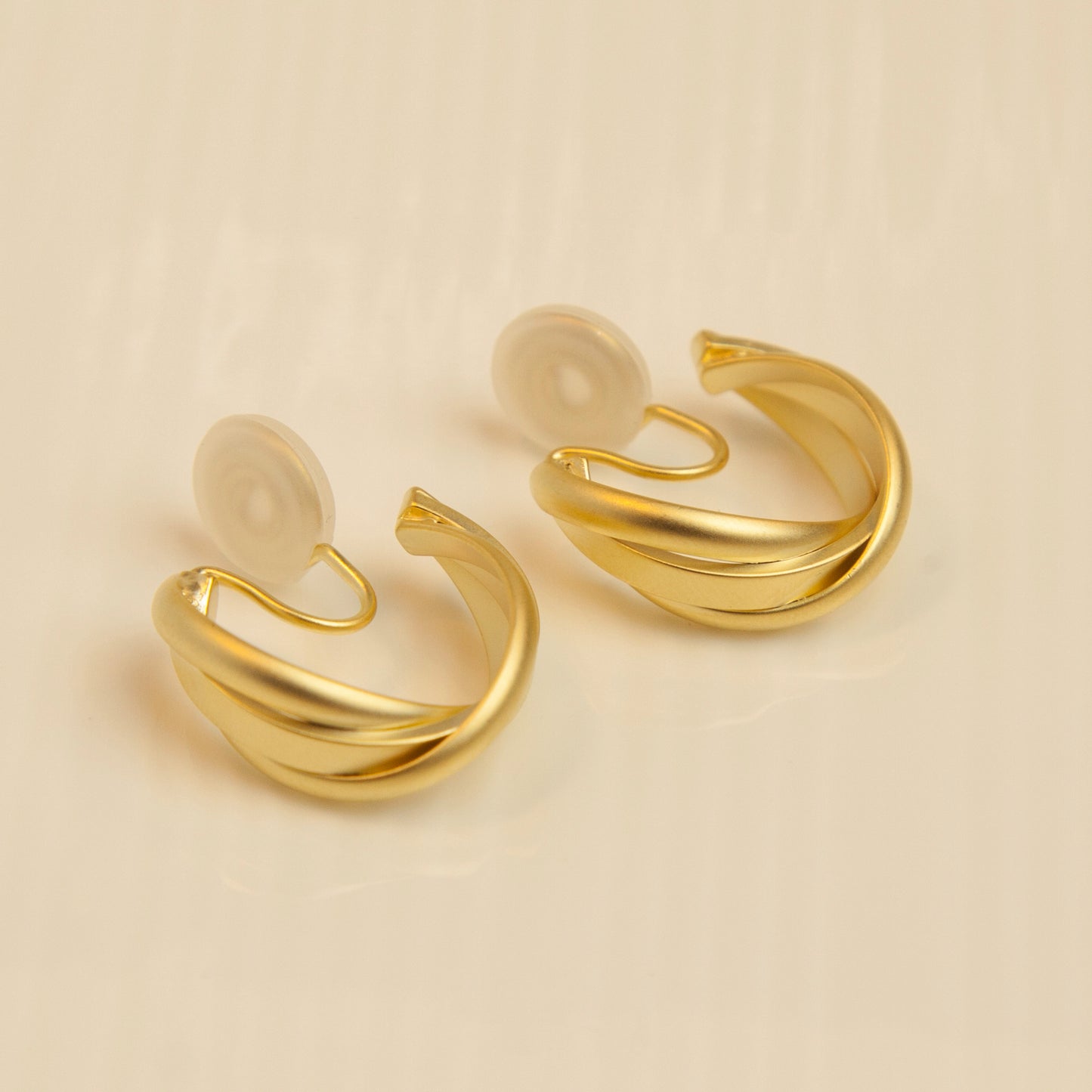 Twisted Matt Gold Hoop Clip On Earrings