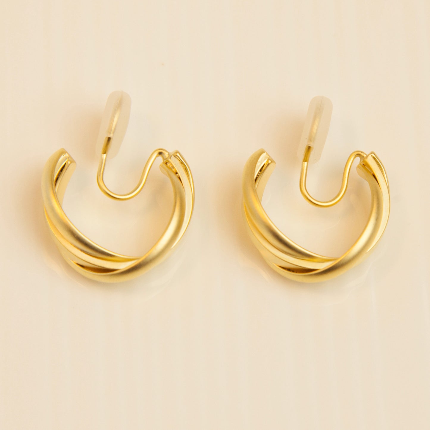 Twisted Matt Gold Hoop Clip On Earrings