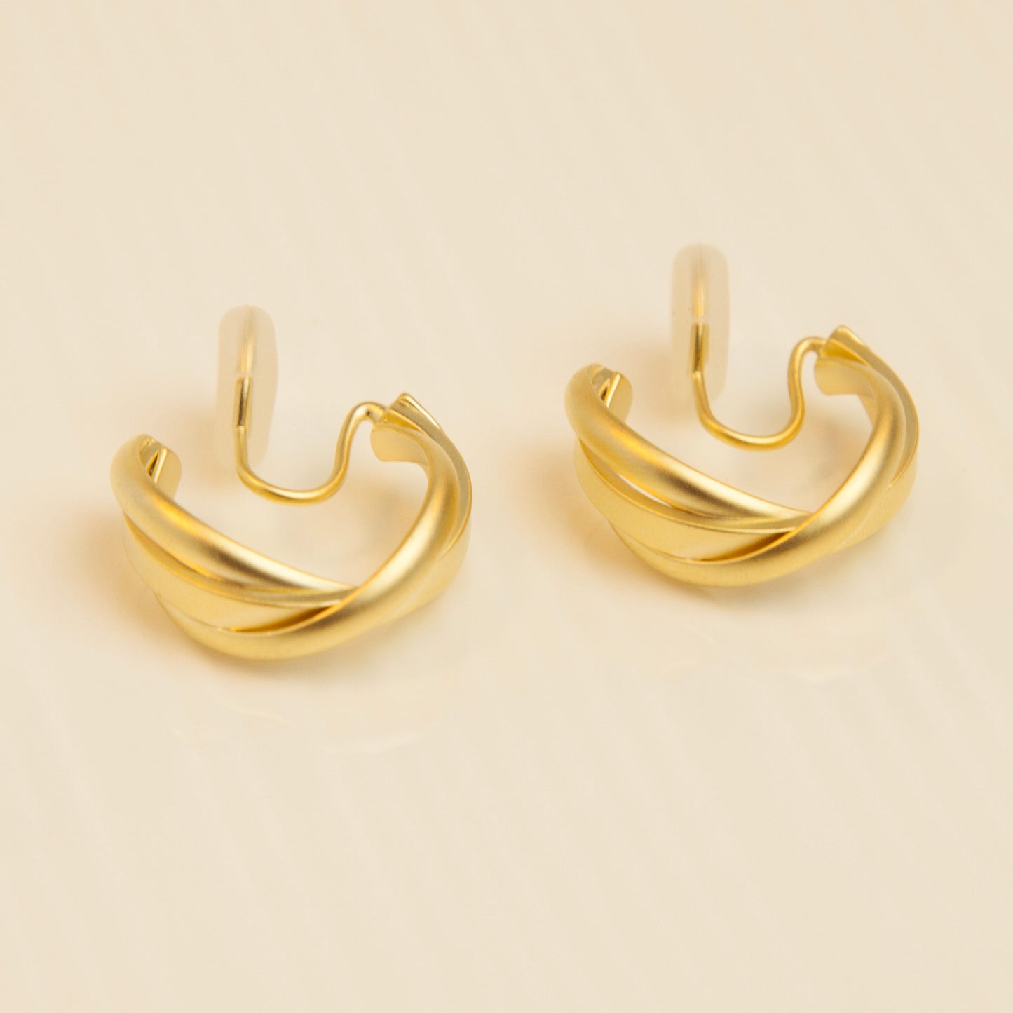 Twisted Matt Gold Hoop Clip On Earrings