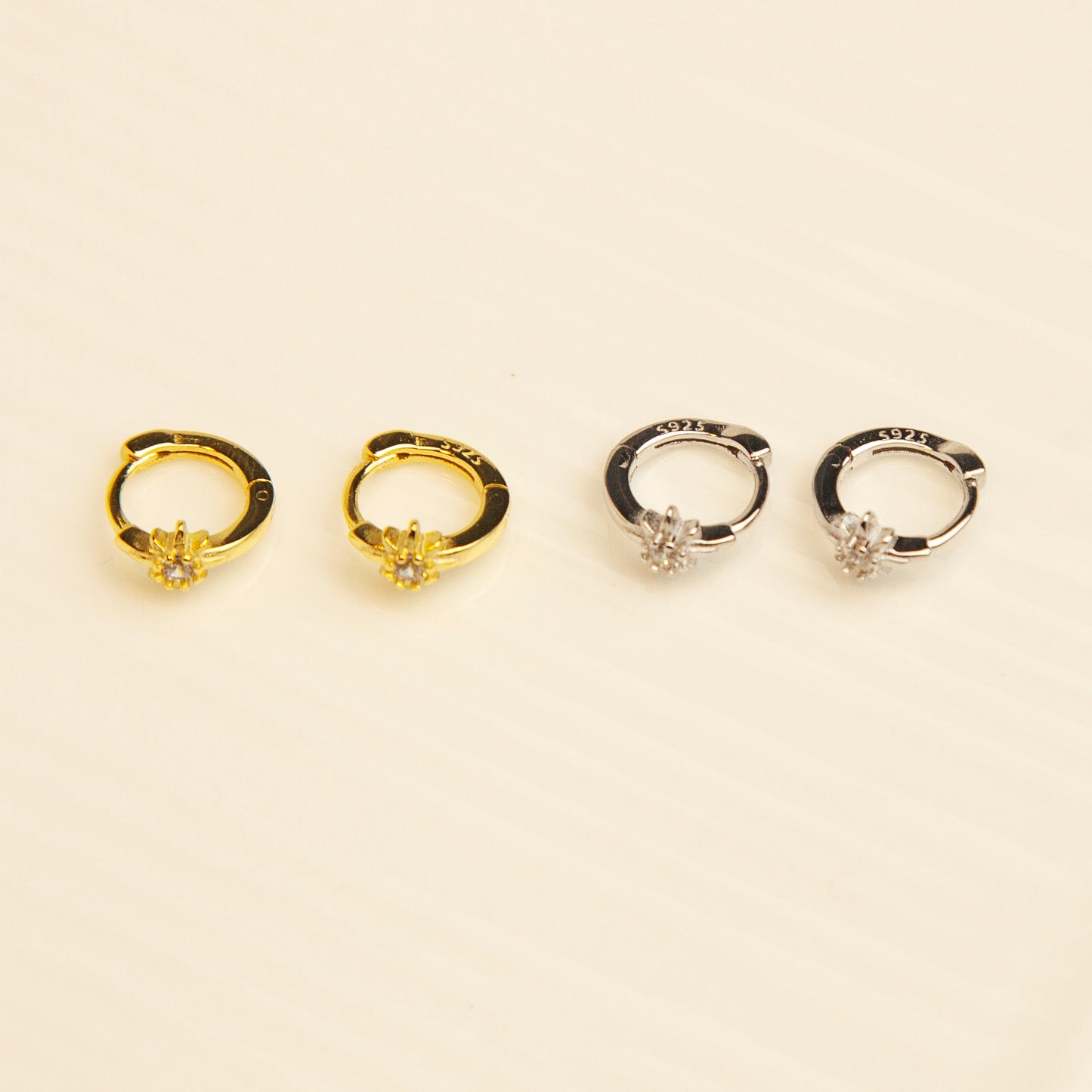 Diamond Star Tiny Huggie Hoops