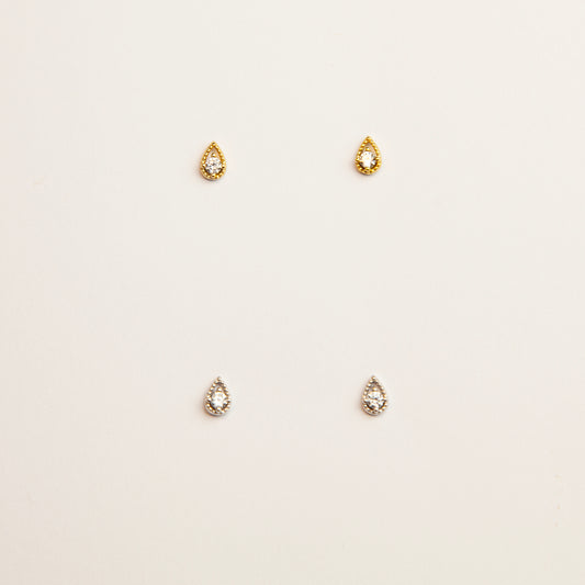 Teardrop Cartilage Pear Diamond Stud Earrings