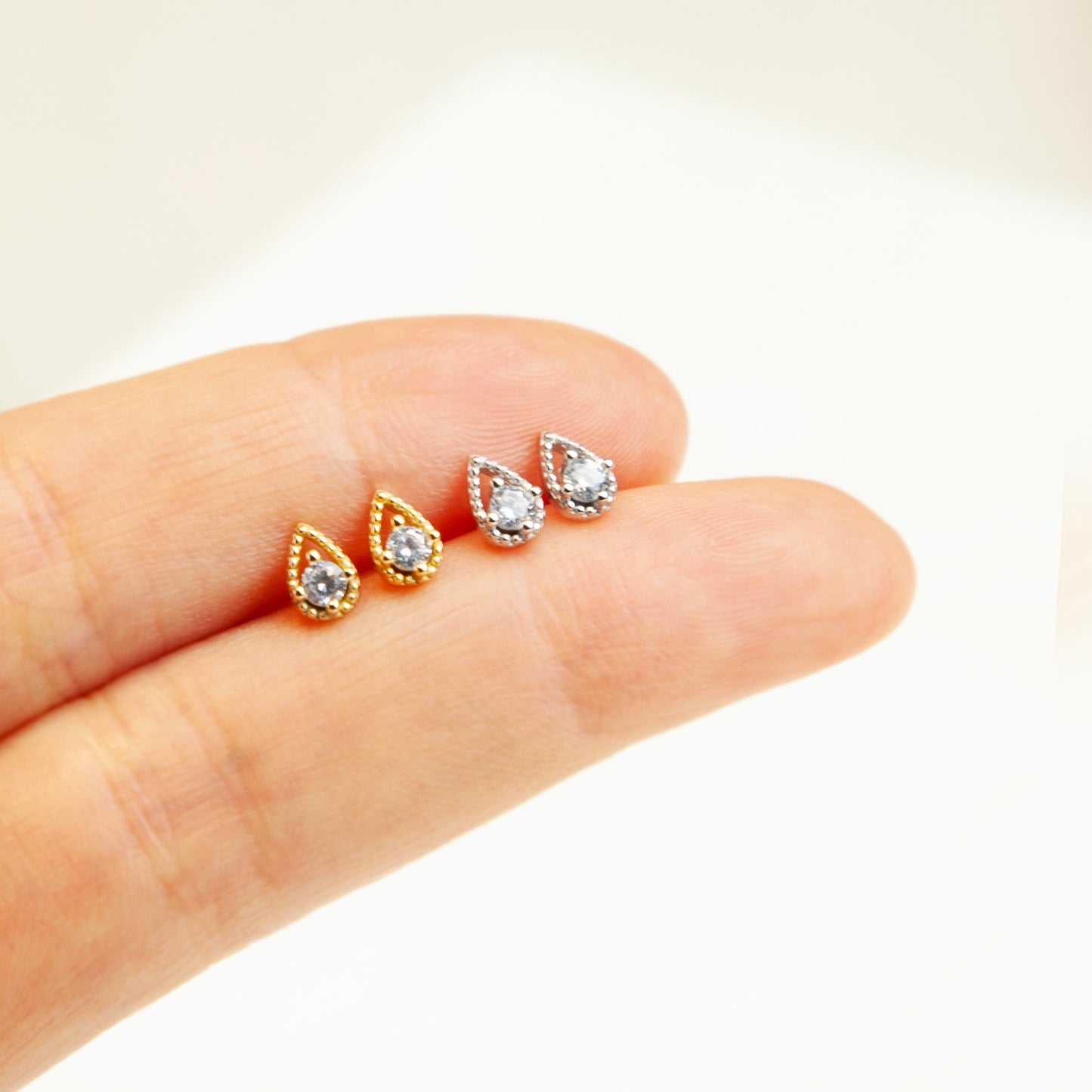 Teardrop Cartilage Pear Diamond Stud Earrings