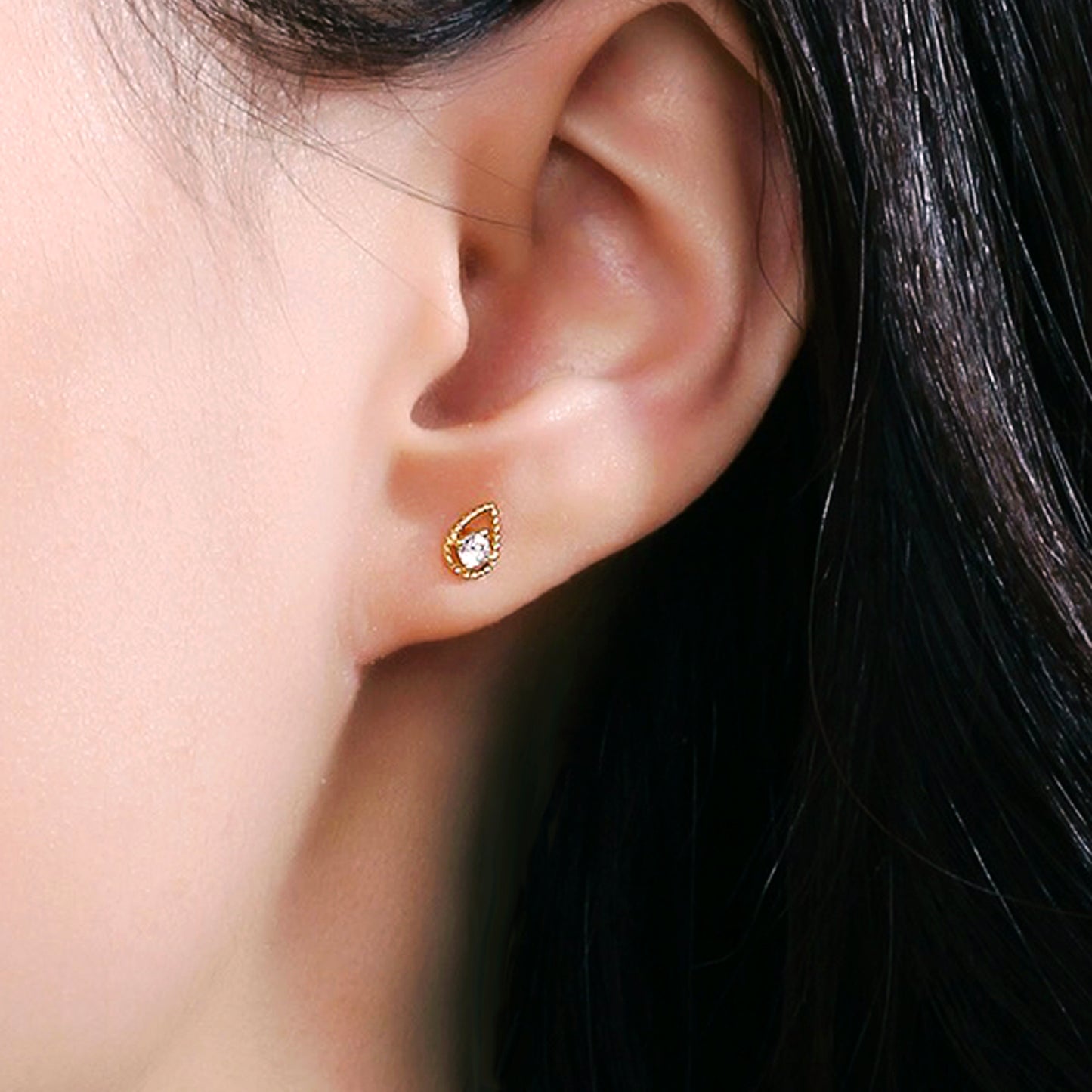 Teardrop Cartilage Pear Diamond Stud Earrings