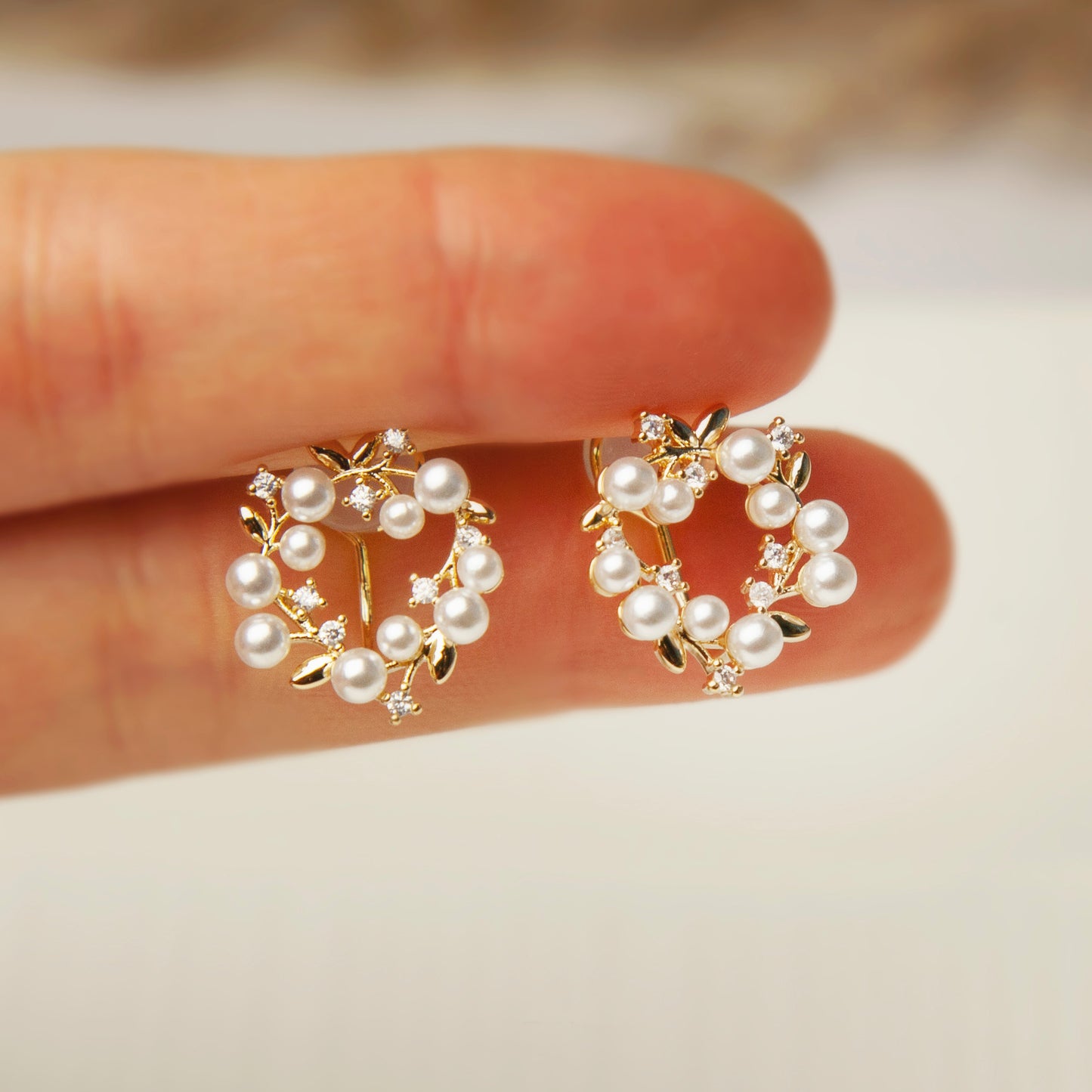 Clip On Stud Earrings with Pearls and Crystals