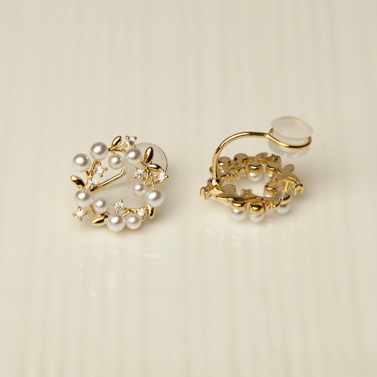 Clip On Stud Earrings with Pearls and Crystals