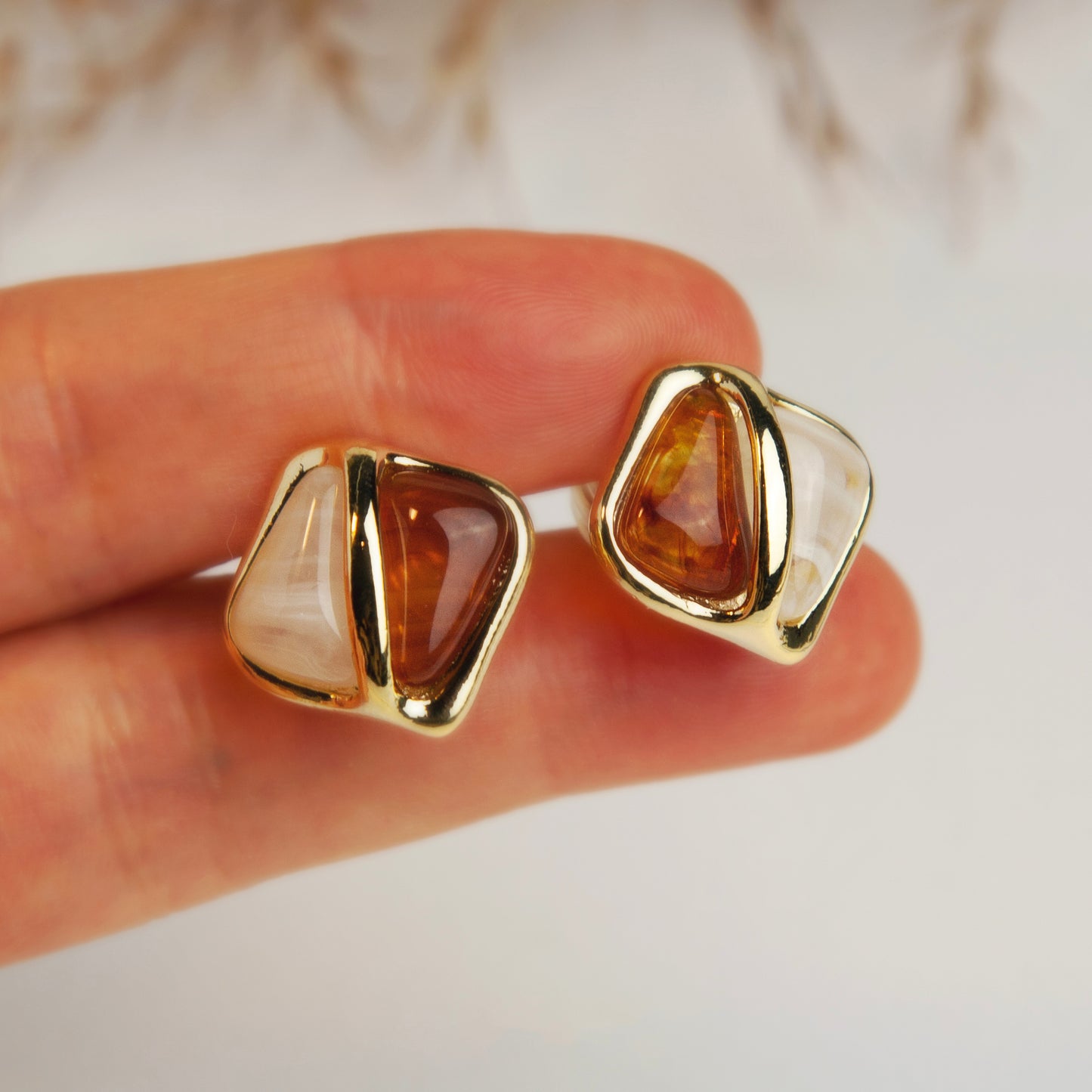 Clip On Large Square Stud Earrings