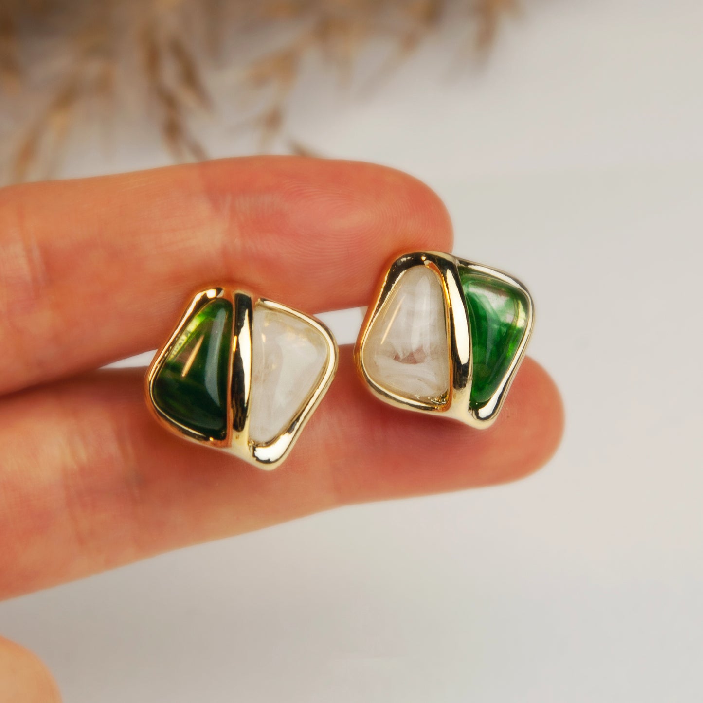 Clip On Large Square Stud Earrings