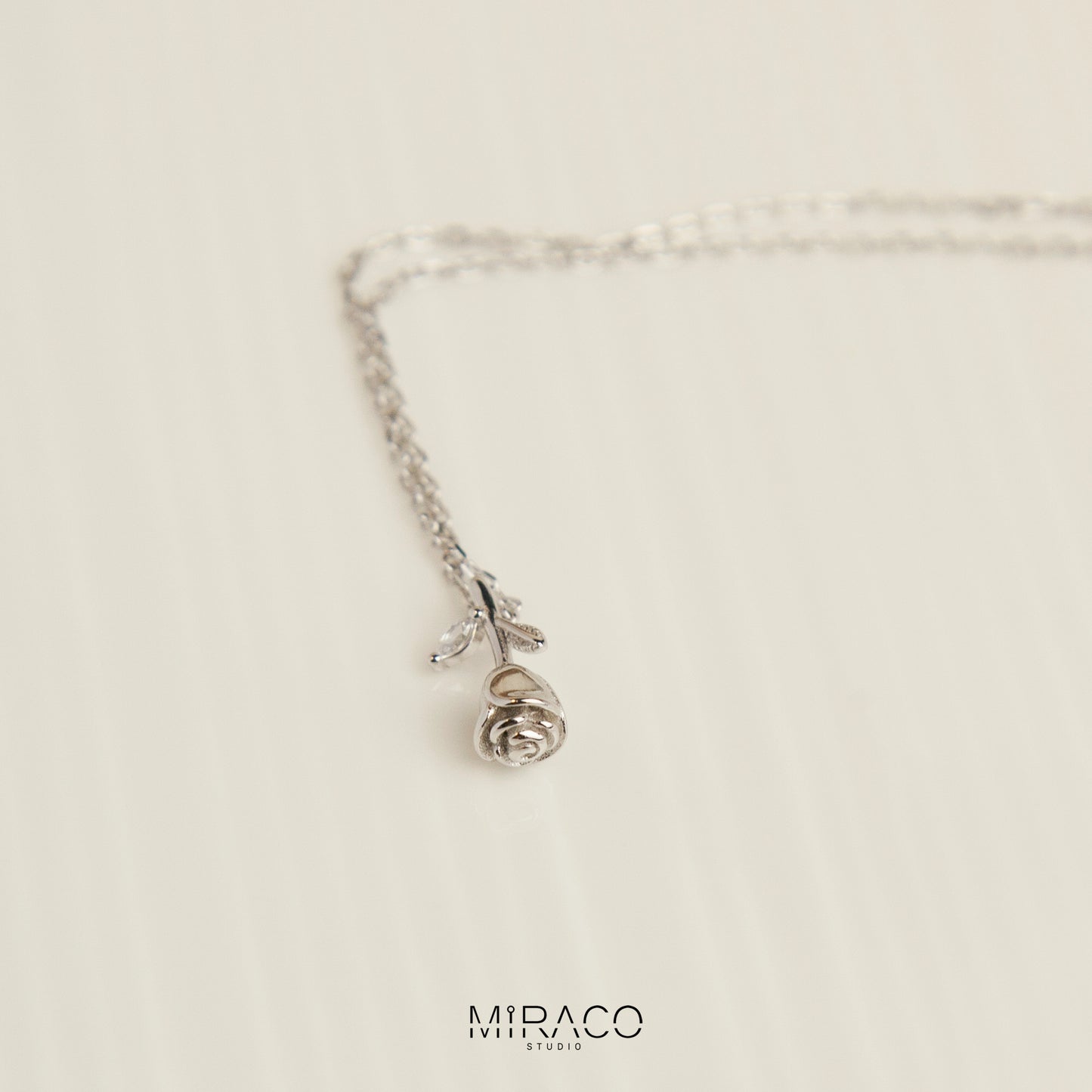 Sterling Silver Rose Pendant Necklace