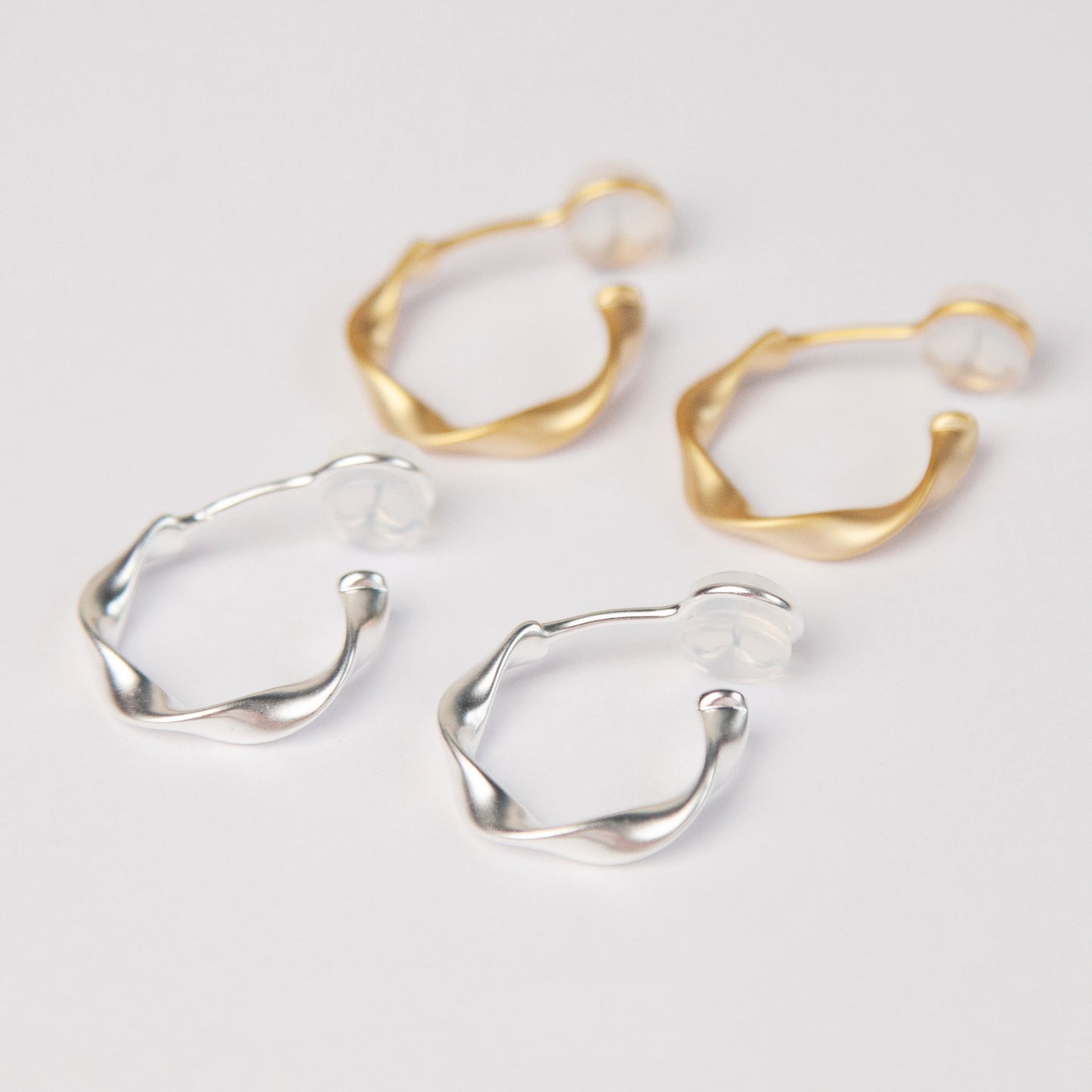 Twisted Matt Gold Hoop Clip On Earrings